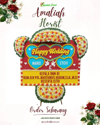 Karangan Papan Bunga Pernikahan di Menanga